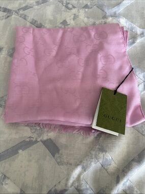 Gucci Pink Monogram Silk Scarf
